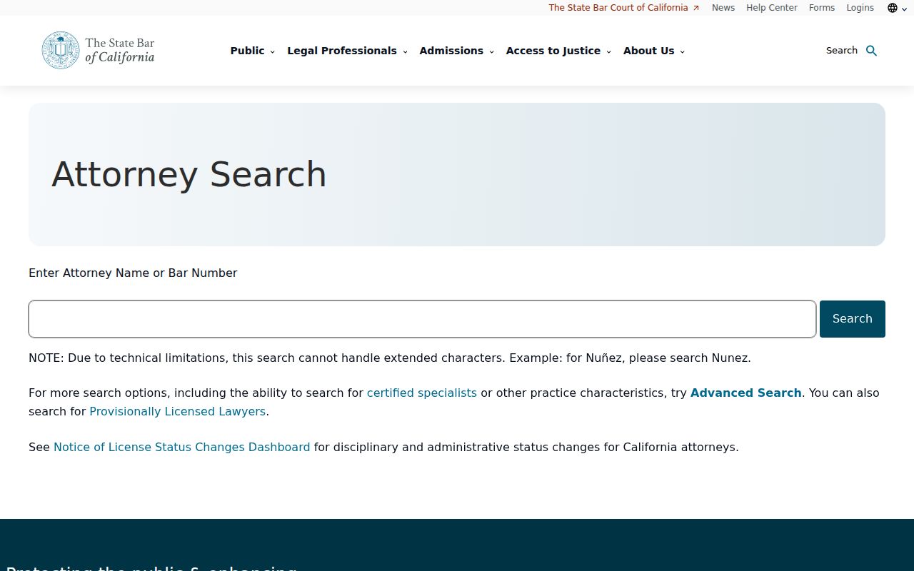 Walnut people directories view of the State Bar attorney search