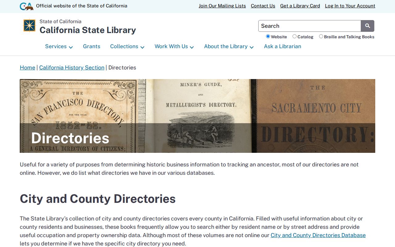 Walnut people directories image of California State Library directory holdings