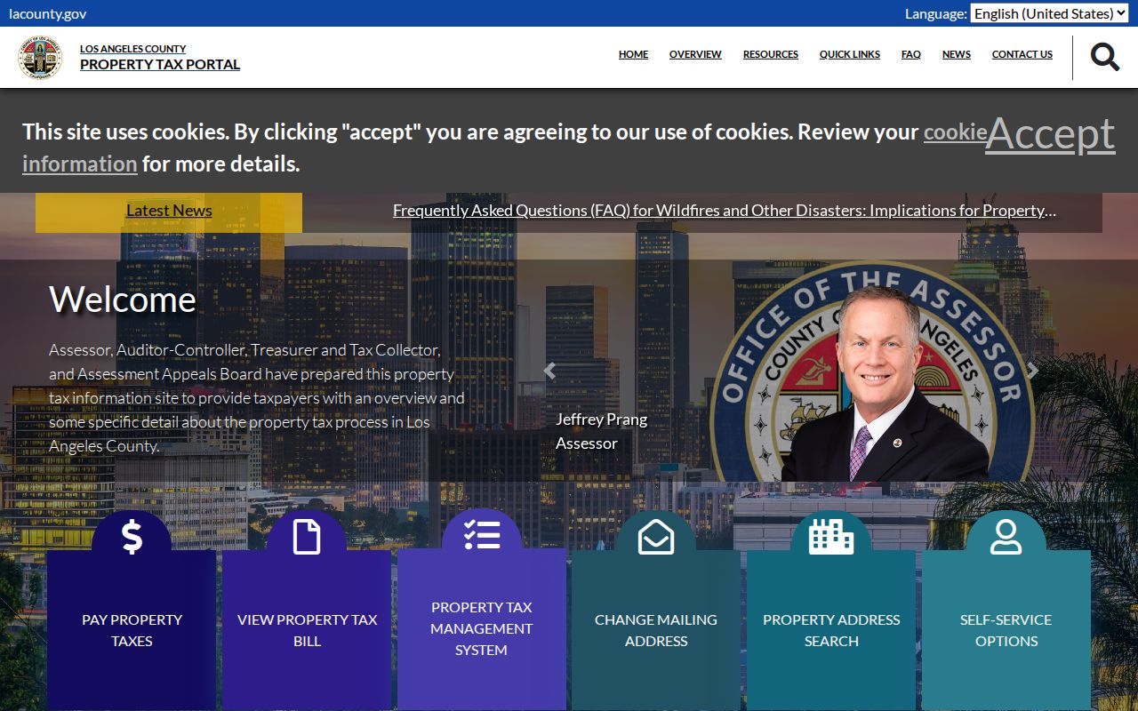 Walnut public records view of the Los Angeles County property tax portal