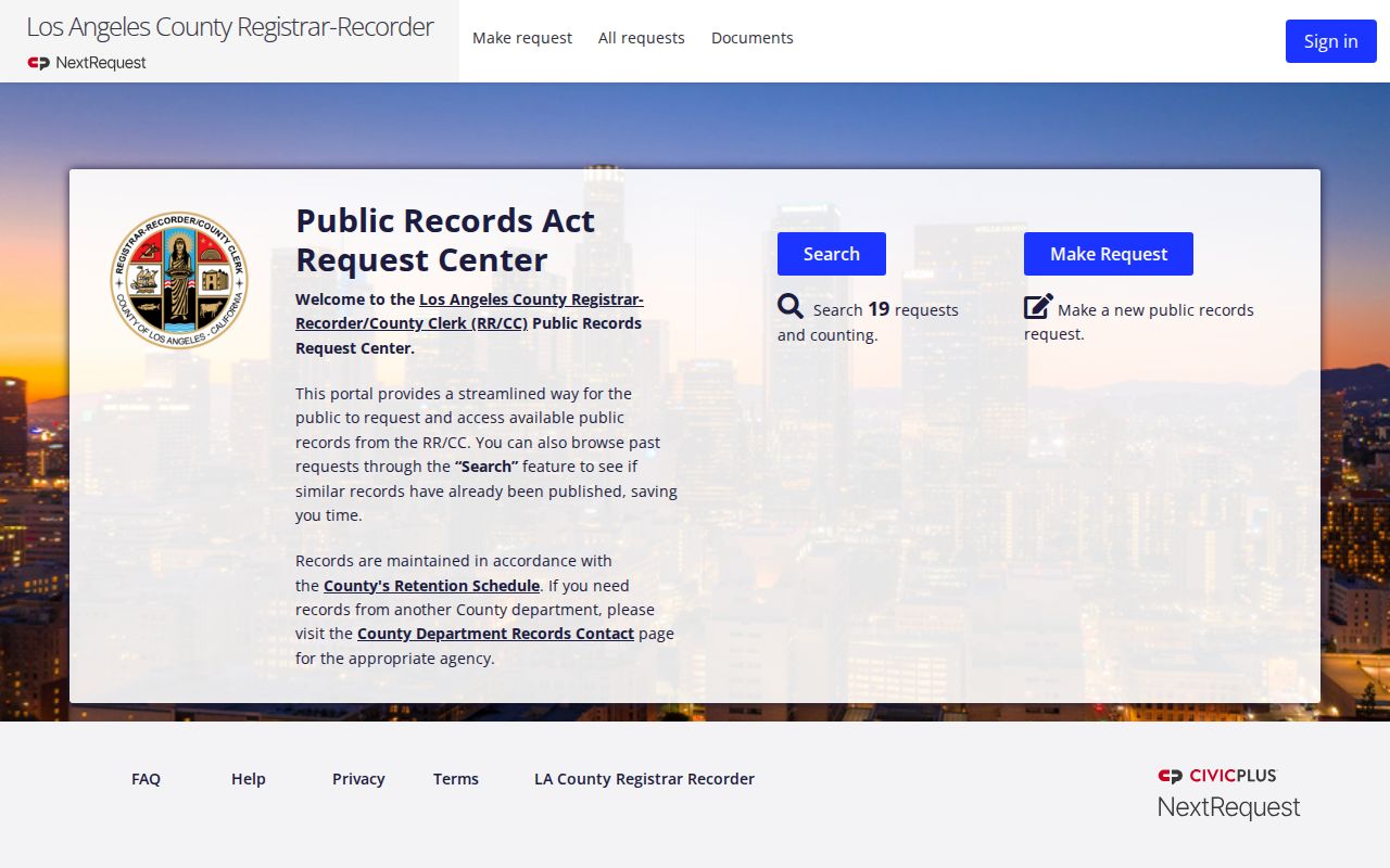 Walnut people search through the RRCC public records request portal