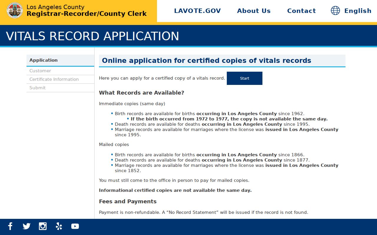 Walnut people search vital records application through Los Angeles County